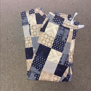 Navy and Beige Patchwork Men's Trousers